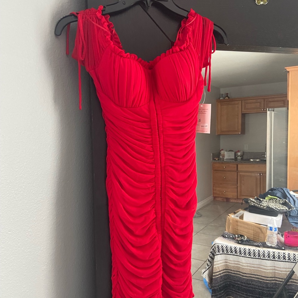 New Red Rippled Dress